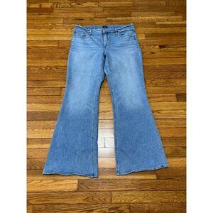 Express Womens 70s Mid Rise Flare Jeans Size 14R Blue Light Wash Stretch Denim